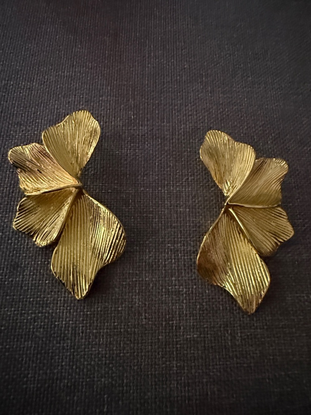 Gold Leaf-Style Floral Clip-On Earrings - Women Jewelry